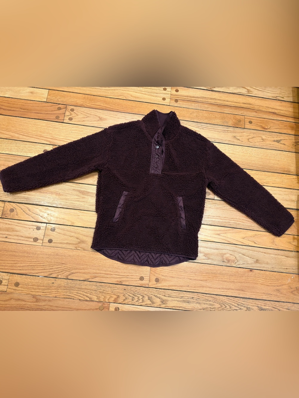 Athleta Women’s Small Oversized Plush Sherpa Pullover Jacket in Deep Plum